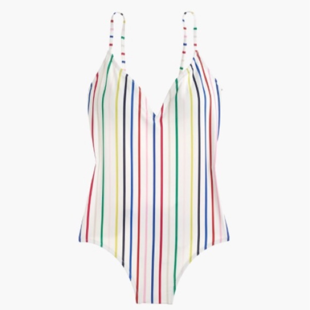 J Crew One Piece Swimsuit Rainbow Stripe Size 8